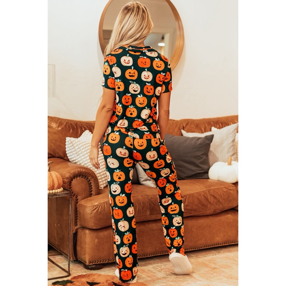 Halloween Pumpkin Pajama Set - Picture 2 of 2